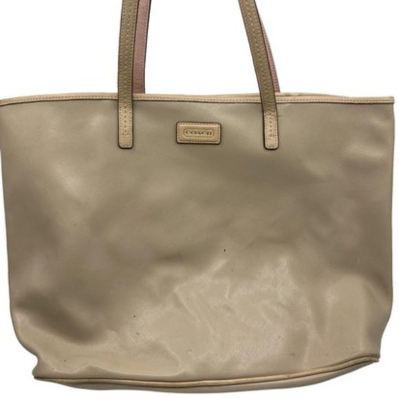 COACH XL Size Tan Coated Canvas Shopping Tote - Picture 1 of 10
